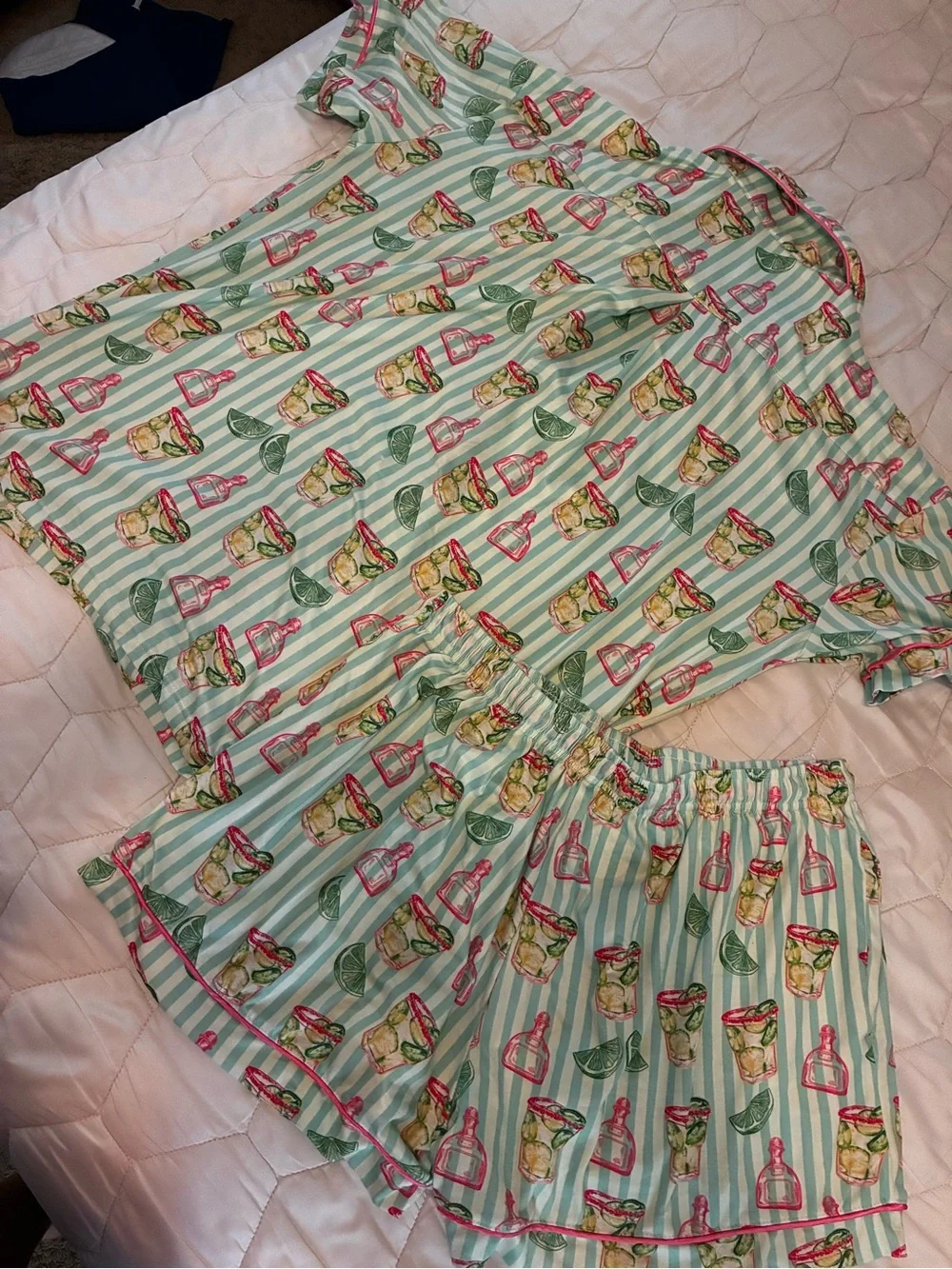 Benny + Co. Women’s Bamboo Pajama Set With Margarita Print In Mint and Pink